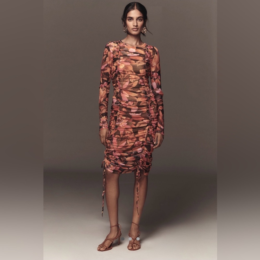 FARM Rio Floral Midi Dress - Orange and Pink